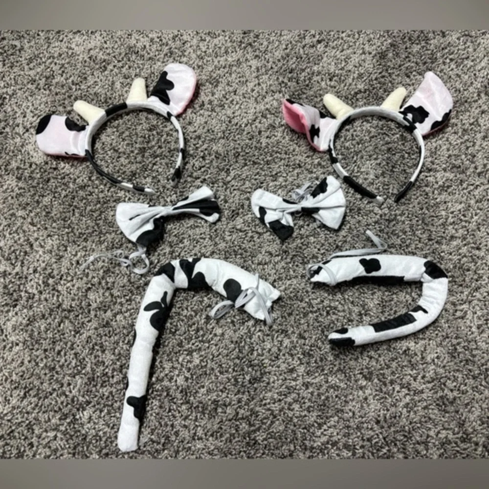 Cow Print Kids Headband and Tail Set